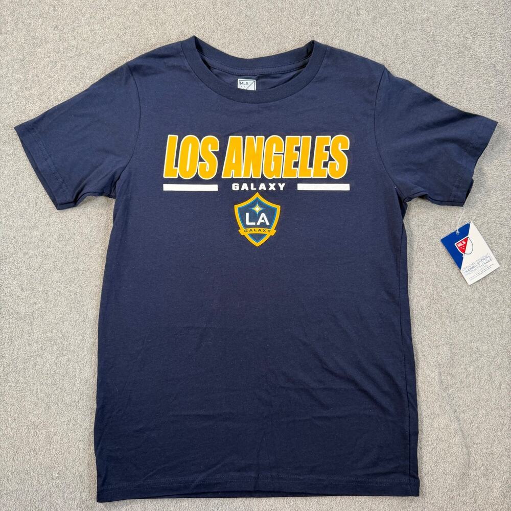 Los Angeles Galaxy MLS Youth Large 12/14 Short Sleeve Tee Shirt Navy Blue New